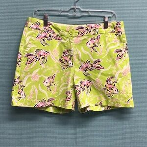 crown & ivy Lime Green Fish-Print Shorts